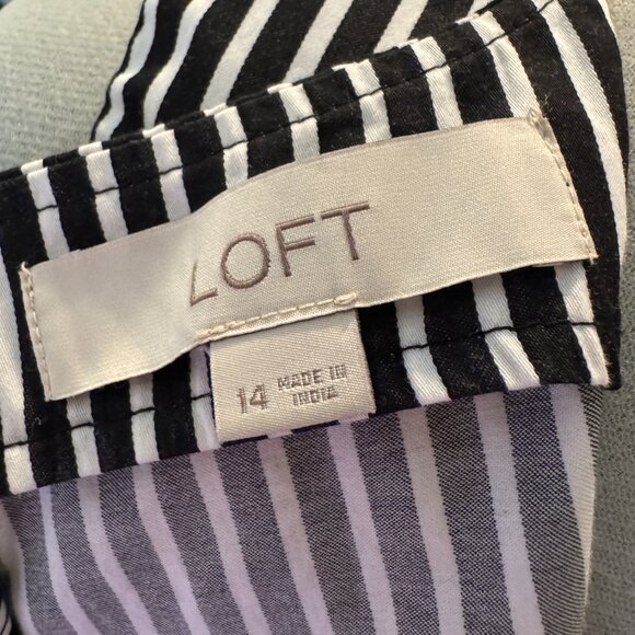 LOFT Black & White Striped Sleeveless Fit & Flare Dress | Size 14 - Picture 5 of 5